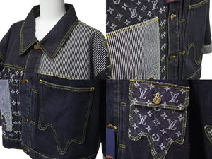 新品同様 LOUIS VUITTON NIGO ルイヴィトン ニゴ 22SS モノグラムクレイジー デニムジャケット 1A9K67 ブラック サイズ54 中古 4b000640