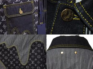 新品同様 LOUIS VUITTON NIGO ルイヴィトン ニゴ 22SS モノグラムクレイジー デニムジャケット 1A9K67 ブラック サイズ54 中古 4b000640