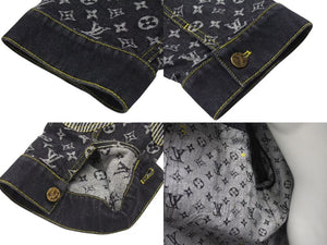 新品同様 LOUIS VUITTON NIGO ルイヴィトン ニゴ 22SS モノグラムクレイジー デニムジャケット 1A9K67 ブラック サイズ54 中古 4b000640