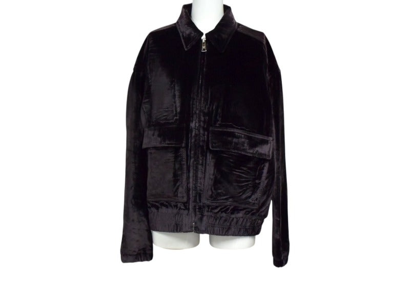 新品未使用 PRADA プラダ ベロア ジャケット ブラウン レーヨン ビスコース サイズ40 P590F 中古 4b000642