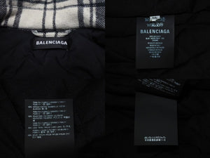 極美品 BALENCIAGA バレンシアガ 18AW レイヤードオーバーサイズパファジャケット 543028 ブラック ホワイト サイズ46 中古 4b000643