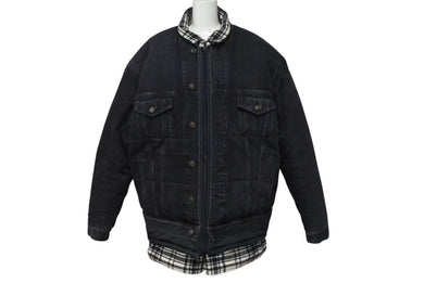 極美品 BALENCIAGA バレンシアガ 18AW レイヤードオーバーサイズパファジャケット 543028 ブラック ホワイト サイズ46 中古 4b000643