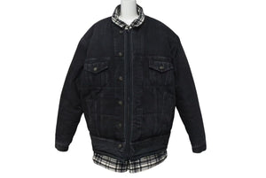 極美品 BALENCIAGA バレンシアガ 18AW レイヤードオーバーサイズパファジャケット 543028 ブラック ホワイト サイズ46 中古 4b000643