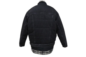 極美品 BALENCIAGA バレンシアガ 18AW レイヤードオーバーサイズパファジャケット 543028 ブラック ホワイト サイズ46 中古 4b000643