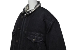 極美品 BALENCIAGA バレンシアガ 18AW レイヤードオーバーサイズパファジャケット 543028 ブラック ホワイト サイズ46 中古 4b000643