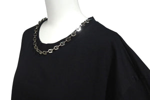 極美品 GIVENCHY ジバンシィ チェーンネック クラシックフィット 半袖Tシャツ BM71453Y6B サイズL ブラック シルバー金具 中古 4b000647