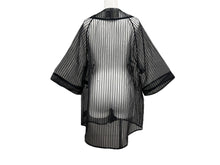 Load image into Gallery viewer, 新品未使用 KAPITAL キャピタル シアーストライプ ベースボールシャツ K2406SS230 ポリエステル ブラック ベージュ サイズFREE 中古 4b000671