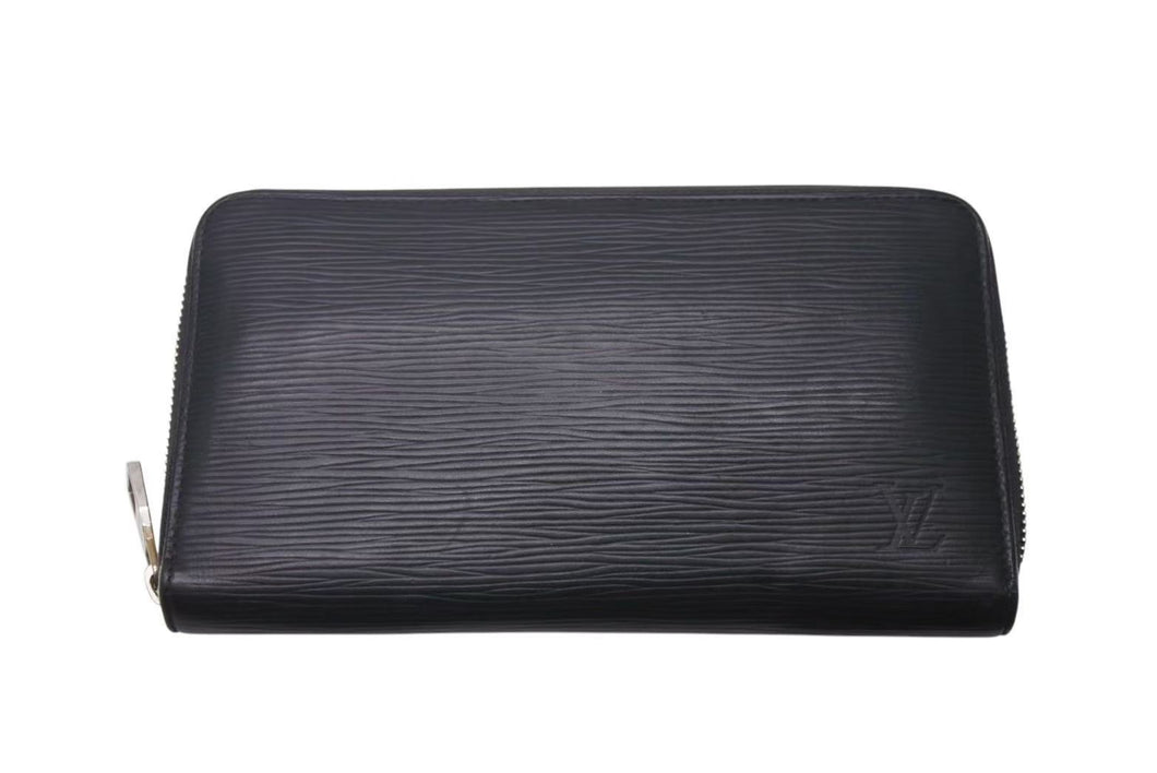 LOUIS VUITTON ルイヴィトン ジッピーオーガナイザー ラウンフォファスナー長財布 エピレザー ブラック シルバー金具 美品 中古 4b000677