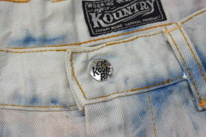 新品未使用 KAPITAL キャピタル 14ozデニム タイダイバギーフレアパンツ リメイク加工 インディゴ ピンク コットン サイズ34 中古 4b000694