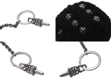 画像をギャラリービューアに読み込む, 極美品 CHROME HEARTS 約クロムハーツ FUZZY DICE ファジーダイス クロスボタンダイスキーリング 重量84.3g ペーパーチェーン ダガー 中古 4b000715 