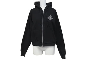 CHROME HEARTS クロムハーツ クロスプリント ジップアップフーディー 氷室京介モデル パーカー サイズM ブラック 美品 中古 4b000716