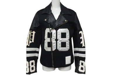 PHENOMENON フェノメノン ライダースジャケット 2015SS ナイロン ポリエステル カウレザー ブラック ホワイト サイズM 美品 中古 4b000718
