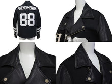 画像をギャラリービューアに読み込む, PHENOMENON フェノメノン ライダースジャケット 2015SS ナイロン ポリエステル カウレザー ブラック ホワイト サイズM 美品 中古 4b000718