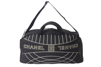 極美品 CHANEL シャネル スポーツライン 2WAYボストンバッグ ココマーク 10番台 ナイロン ブラック ホワイト シルバー 中古 4b000728