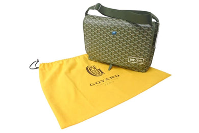新品未使用 GOYARD ゴヤール カペシアンMM リミテッドエディション メッセンジャーバッグ PVC レザー グリーン シルバー 金具 中古 4b000730