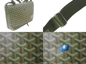 新品未使用 GOYARD ゴヤール カペシアンMM リミテッドエディション メッセンジャーバッグ PVC レザー グリーン シルバー 金具 中古 4b000730