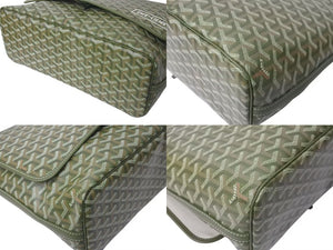 新品未使用 GOYARD ゴヤール カペシアンMM リミテッドエディション メッセンジャーバッグ PVC レザー グリーン シルバー 金具 中古 4b000730