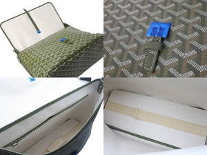 新品未使用 GOYARD ゴヤール カペシアンMM リミテッドエディション メッセンジャーバッグ PVC レザー グリーン シルバー 金具 中古 4b000730