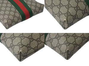 GUCCI グッチ ショルダーバッグ GGスプリーム フラットメッセンジャー キャンバス 471454 ベージュ シルバー金具 美品 中古 4b000733