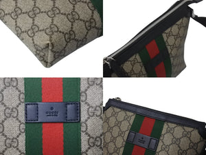 GUCCI グッチ ショルダーバッグ GGスプリーム フラットメッセンジャー キャンバス 471454 ベージュ シルバー金具 美品 中古 4b000733