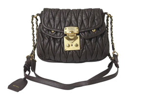 MIUMIU ミュウミュウ マテラッセ 2WAY ショルダーバッグ ハンドバッグ キルティング ブラウン レザー ゴールド金具 美品 中古 4b000737