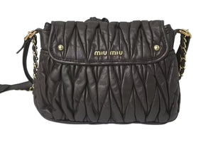 MIUMIU ミュウミュウ マテラッセ 2WAY ショルダーバッグ ハンドバッグ キルティング ブラウン レザー ゴールド金具 美品 中古 4b000737