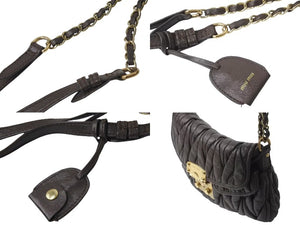 MIUMIU ミュウミュウ マテラッセ 2WAY ショルダーバッグ ハンドバッグ キルティング ブラウン レザー ゴールド金具 美品 中古 4b000737