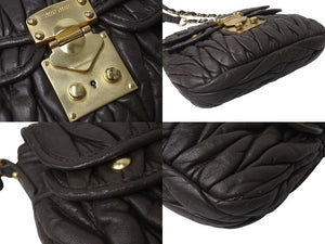 MIUMIU ミュウミュウ マテラッセ 2WAY ショルダーバッグ ハンドバッグ キルティング ブラウン レザー ゴールド金具 美品 中古 4b000737
