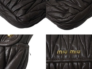 MIUMIU ミュウミュウ マテラッセ 2WAY ショルダーバッグ ハンドバッグ キルティング ブラウン レザー ゴールド金具 美品 中古 4b000737