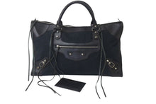 Load image into Gallery viewer, BALENCIAGA バレンシアガ ザ ワーク ハンドバッグ 132110 キャンバス レザー ブラック シルバー金具 美品 中古 4b000743