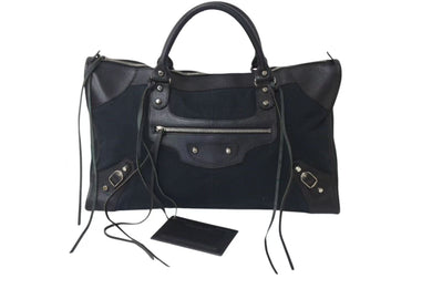BALENCIAGA バレンシアガ ザ ワーク ハンドバッグ 132110 キャンバス レザー ブラック シルバー金具 美品 中古 4b000743