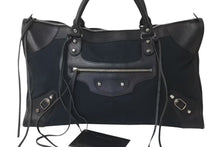 Load image into Gallery viewer, BALENCIAGA バレンシアガ ザ ワーク ハンドバッグ 132110 キャンバス レザー ブラック シルバー金具 美品 中古 4b000743