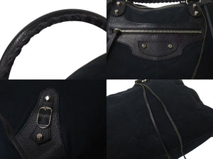 BALENCIAGA バレンシアガ ザ ワーク ハンドバッグ 132110 キャンバス レザー ブラック シルバー金具 美品 中古 4b000743