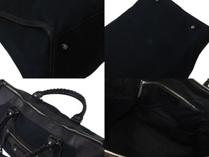 BALENCIAGA バレンシアガ ザ ワーク ハンドバッグ 132110 キャンバス レザー ブラック シルバー金具 美品 中古 4b000743