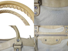 Load image into Gallery viewer, BALENCIAGA バレンシアガ ザ ファースト 2WAYハンドバッグ 103208 ハラコ レザー ラインストーン アイボリー 良品 中古 4b000744