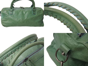 BALENCIAGA バレンシアガ The Twiggy ザ ツィギー ハンドバッグ 128523 2WAY ラムスキン グリーン 美品 中古 4b000745
