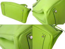 Load image into Gallery viewer, 極美品 HERMES エルメス BIRKIN バーキン35 アップルグリーン シルバー金具 トリヨンクレマンス ハンドバッグ □F刻印 中古 4b000746