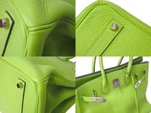 Load image into Gallery viewer, 極美品 HERMES エルメス BIRKIN バーキン35 アップルグリーン シルバー金具 トリヨンクレマンス ハンドバッグ □F刻印 中古 4b000746