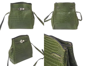 極美品 HERMES エルメス ショルダーバッグ ケリースポーツMM □D刻印 グリーン系 ニロティカス 中古 4b000747