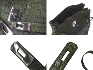 極美品 HERMES エルメス ショルダーバッグ ケリースポーツMM □D刻印 グリーン系 ニロティカス 中古 4b000747
