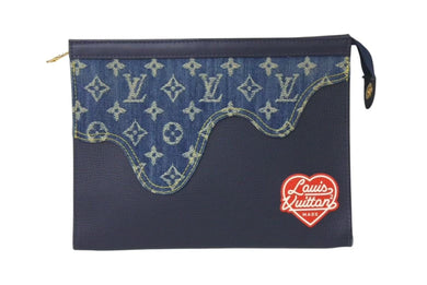 LOUIS VUITTON ルイヴィトン ポシェットヴォワヤージュ MM クラッチバッグ M45961 NIGO モノグラム ドリップデニム 美品 中古 4b000748