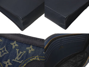 LOUIS VUITTON ルイヴィトン ポシェットヴォワヤージュ MM クラッチバッグ M45961 NIGO モノグラム ドリップデニム 美品 中古 4b000748