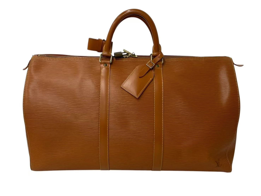 LOUIS VUITTON ルイヴィトン ボストンバッグ キーポル50 M42963 ブラウン エピレザー ゴールド金具 美品 中古 4b000750