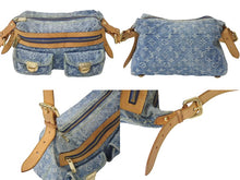 Load image into Gallery viewer, LOUIS VUITTON ルイヴィトン バギーPM ショルダーバッグ M95049 モノグラムデニム ヌメ革 ブルー ゴールド 美品 中古 4b000752