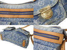 Load image into Gallery viewer, LOUIS VUITTON ルイヴィトン バギーPM ショルダーバッグ M95049 モノグラムデニム ヌメ革 ブルー ゴールド 美品 中古 4b000752