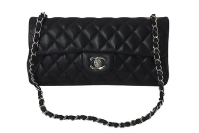 CHANEL シャネル イーストウエスト チェーンショルダーバッグ 10番台 2006年 ラムスキン ブラック シルバー金具 美品 中古 4b000759
