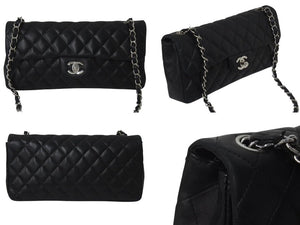 CHANEL シャネル イーストウエスト チェーンショルダーバッグ 10番台 2006年 ラムスキン ブラック シルバー金具 美品 中古 4b000759