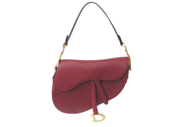 新品同様 Christian Dior クリスチャンディオール サドルバッグ ワンショルダーバッグ 09-MA-1108 レザー ボルドー 中古 4b000760