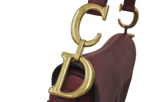 新品同様 Christian Dior クリスチャンディオール サドルバッグ ワンショルダーバッグ 09-MA-1108 レザー ボルドー 中古 4b000760