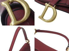 Load image into Gallery viewer, 新品同様 Christian Dior クリスチャンディオール サドルバッグ ワンショルダーバッグ 09-MA-1108 レザー ボルドー 中古 4b000760